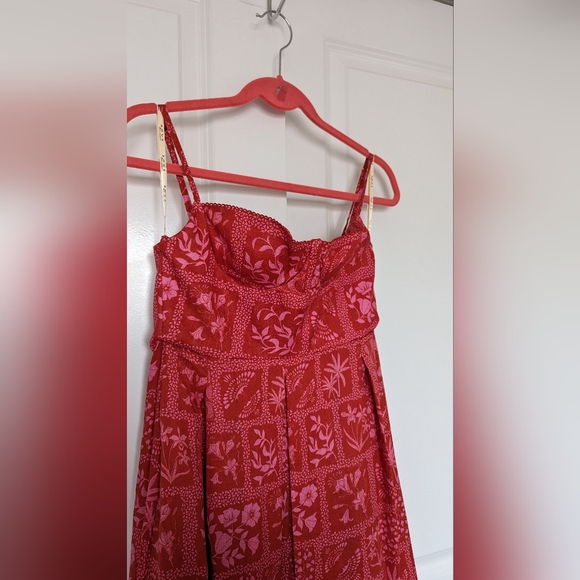 NWT Agua by Agua Bendita Mambo Ipanema Escarlita linen midi dress, Small - Picture 5 of 7